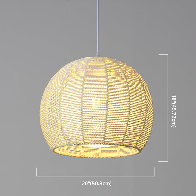 Double Rattan Shade Pendant Lamp Japanese Simplicity Single Light Hanging Ceiling Light in Beige/Coffee Clearhalo 'Ceiling Lights' 'Pendant Lights' 'Pendants' Lighting' 2612072