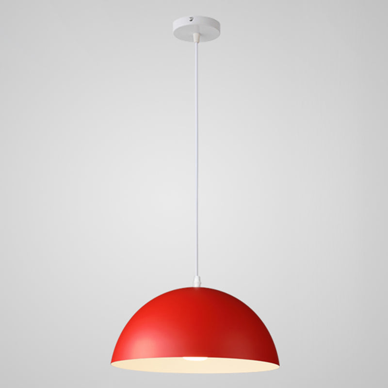 8 Color Optional Half Globe Pendant Lamp Macaron Simple Colorful Metal Hanging Light for Kitchen Dining Room Clearhalo 'Ceiling Lights' 'Pendant Lights' 'Pendants' Lighting' 2612085