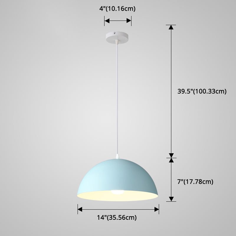 8 Color Optional Half Globe Pendant Lamp Macaron Simple Colorful Metal Hanging Light for Kitchen Dining Room Clearhalo 'Ceiling Lights' 'Pendant Lights' 'Pendants' Lighting' 2612091