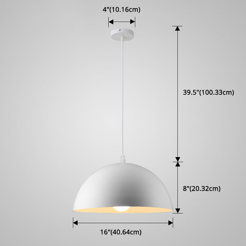 8 Color Optional Half Globe Pendant Lamp Macaron Simple Colorful Metal Hanging Light for Kitchen Dining Room Clearhalo 'Ceiling Lights' 'Pendant Lights' 'Pendants' Lighting' 2612111