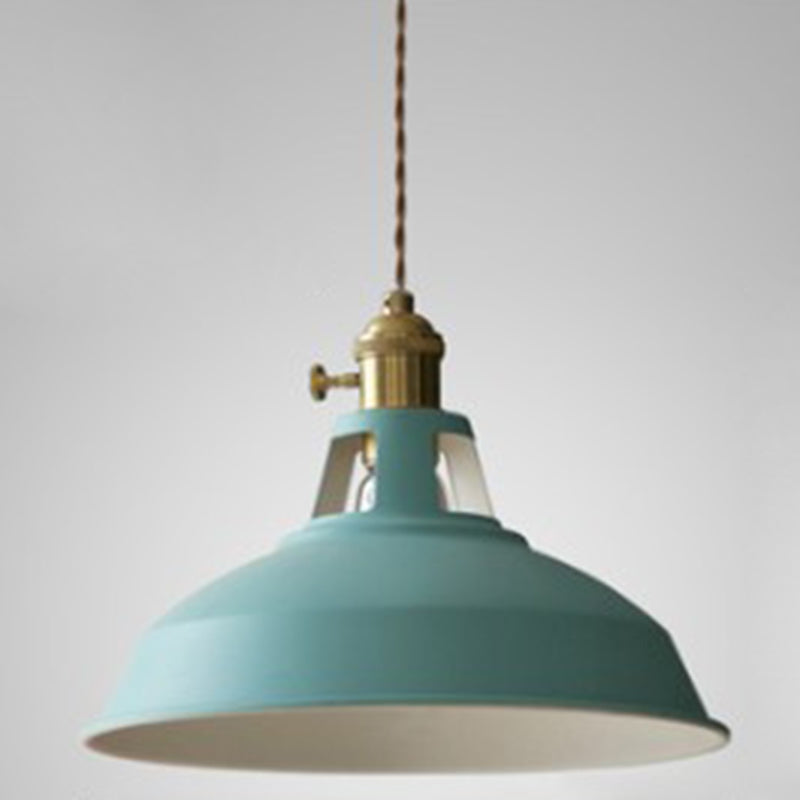 Kitchen Barn Metal Shade Pendant Lamp 1 Light Nordic Style Macaron Colored Hanging Lamp Clearhalo 'Ceiling Lights' 'Pendant Lights' 'Pendants' Lighting' 2612143