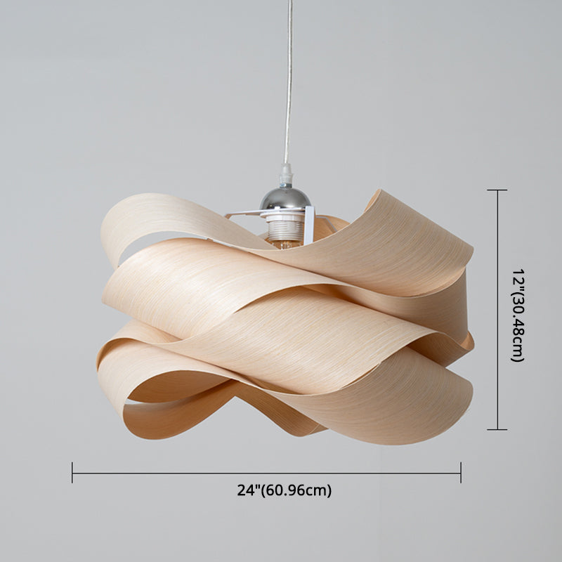 Twist Wooden Veneer Suspension Pendant Light Modern Simplicity Style Lighting Fixture for Restaurant Coffee Shop Clearhalo 'Ceiling Lights' 'Pendant Lights' 'Pendants' Lighting' 2612354