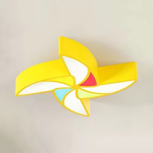 Toy Windmill Ceiling Mount Light Cartoon Acrylic and Metal Flush Light for Kindergarten Yellow Clearhalo 'Ceiling Lights' 'Close To Ceiling Lights' 'Close to ceiling' 'Flush mount' Lighting' 26126