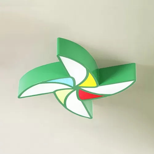 Toy Windmill Ceiling Mount Light Cartoon Acrylic and Metal Flush Light for Kindergarten Green Clearhalo 'Ceiling Lights' 'Close To Ceiling Lights' 'Close to ceiling' 'Flush mount' Lighting' 26129