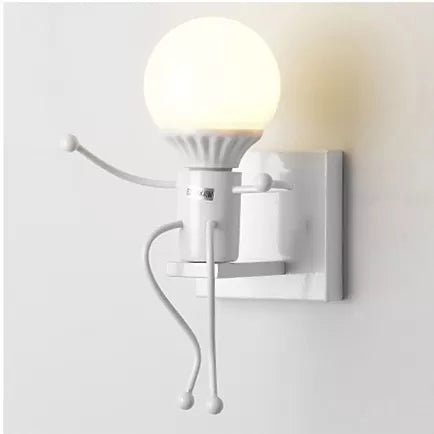 Sitting People Shaped Wall Sconce One Bulb Modern Style Metal Night Light for Bedroom White Clearhalo 'Night Lights' 'Wall Lights' Lighting' 26149