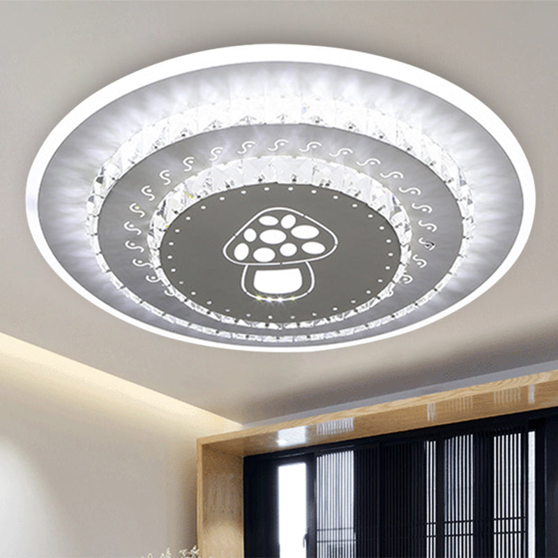 White LED Ceiling Mount Modern Crystal Loving Heart/Square/Rose Flush Light Fixture for Bedroom in Warm/White/3 Color Light White Mushroom Clearhalo 'Ceiling Lights' 'Close To Ceiling Lights' 'Close to ceiling' 'Flush mount' Lighting' 261593