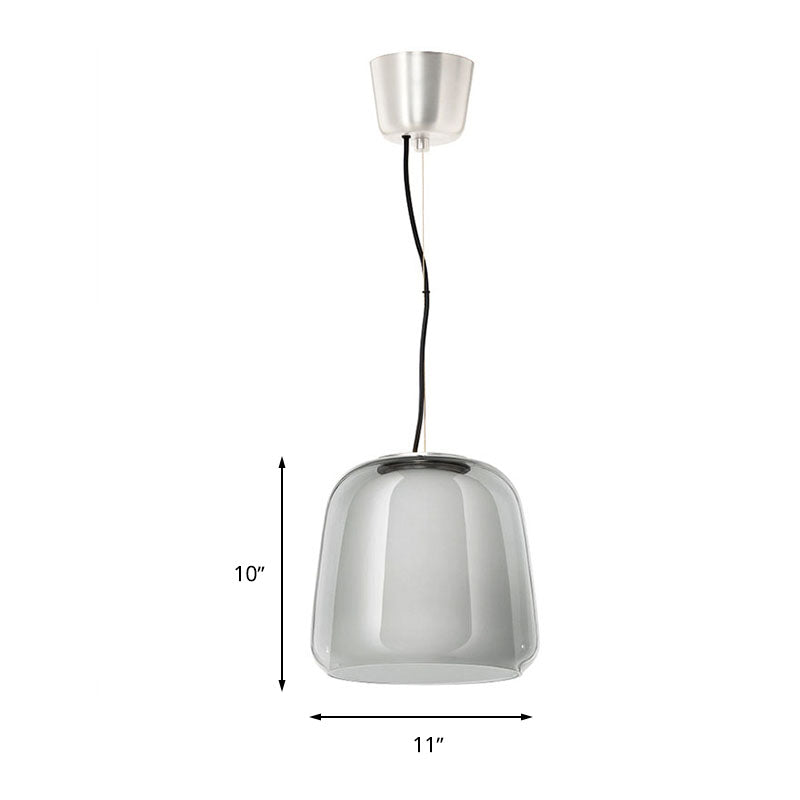 Smoke Gray Class Bowl Hanging Lamp Minimalist 1 Head Suspension Light for Dining Room Clearhalo 'Ceiling Lights' 'Glass shade' 'Glass' 'Modern Pendants' 'Modern' 'Pendant Lights' 'Pendants' Lighting' 261635