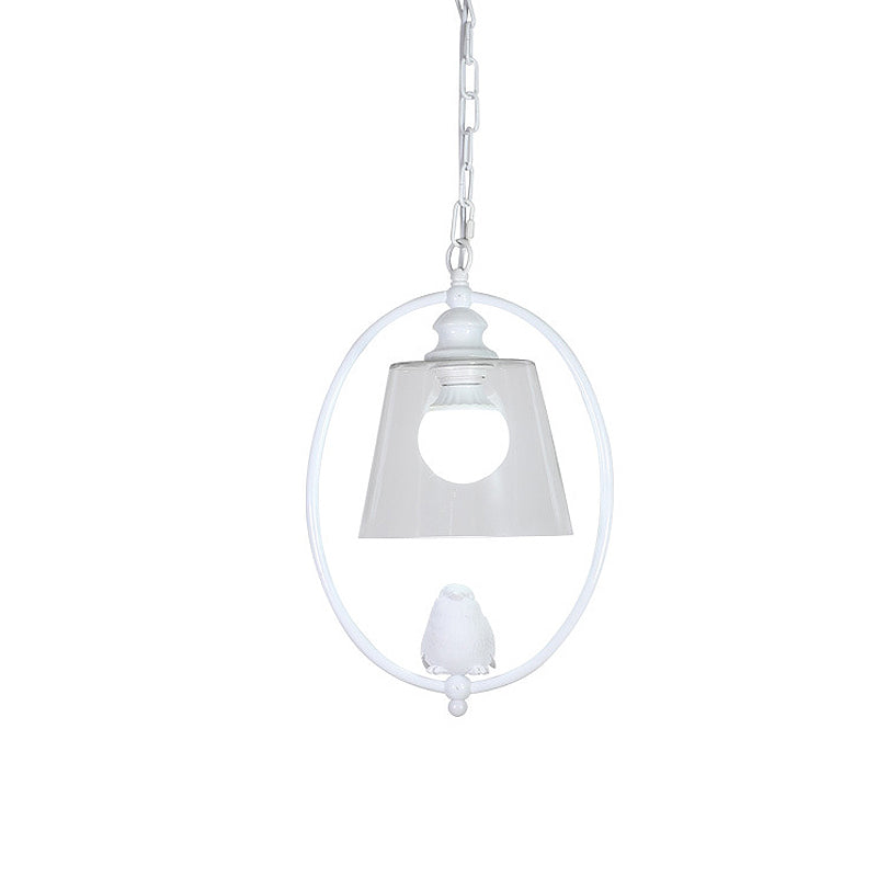 Oval Hanging Lamp Kit Nordic Metal 1 Head White/Black Pendant Ceiling Light with Barrel Clear Glass Shade Clearhalo 'Ceiling Lights' 'Chandeliers' 'Glass shade' 'Glass' 'Modern Pendants' 'Modern' 'Pendant Lights' 'Pendants' Lighting' 261647