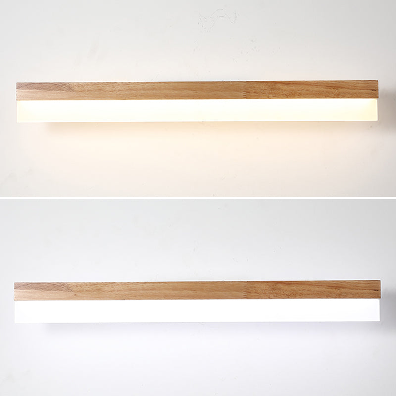 Modern Bathroom Vanity Light Wooden LED Vanity Light Fixtures in Acrylic Shade Clearhalo 'Vanity Lights' 'Wall Lights' Lighting' 2617004