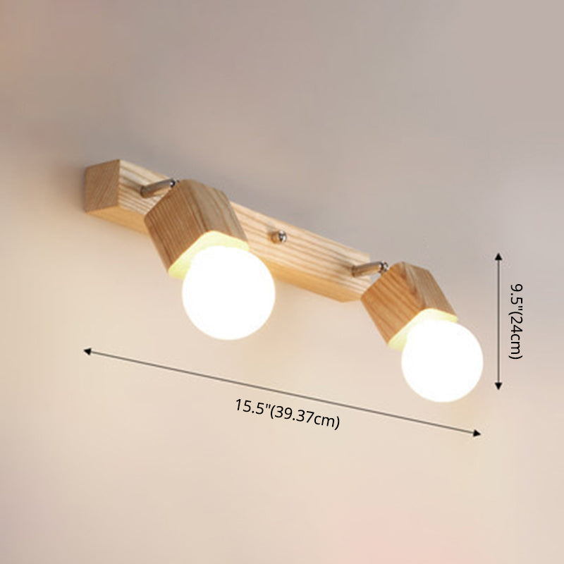 Modern Wooden Vanity Mirror Light Adjustable Armed Bathroom Vanity Sconce Lights Clearhalo 'Vanity Lights' 'Wall Lights' Lighting' 2617018