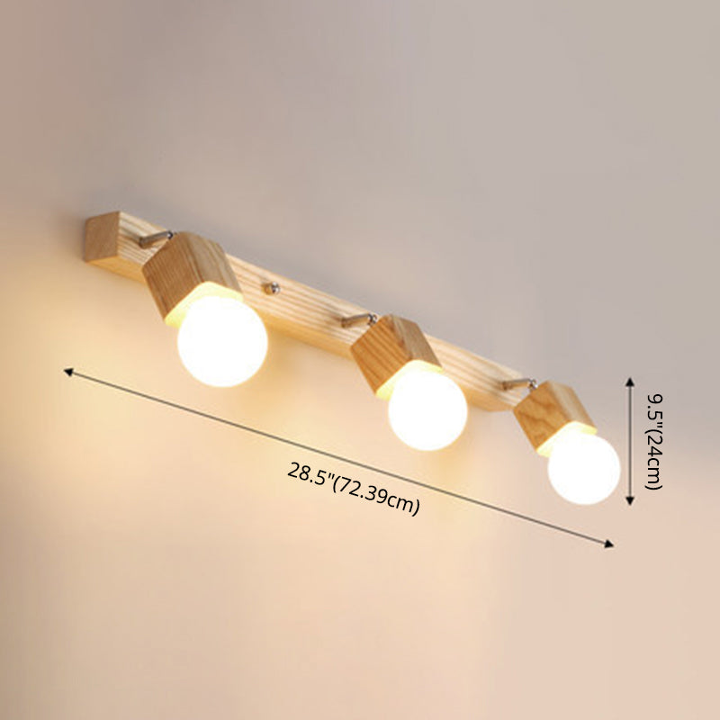 Modern Wooden Vanity Mirror Light Adjustable Armed Bathroom Vanity Sconce Lights Clearhalo 'Vanity Lights' 'Wall Lights' Lighting' 2617019