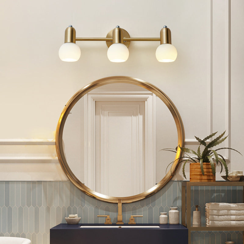 Nordic Luxury Metal Vanity Mirror Lights Down Lighting Bath Vanity Lighting in Glass Shade Clearhalo 'Vanity Lights' 'Wall Lights' Lighting' 2617043