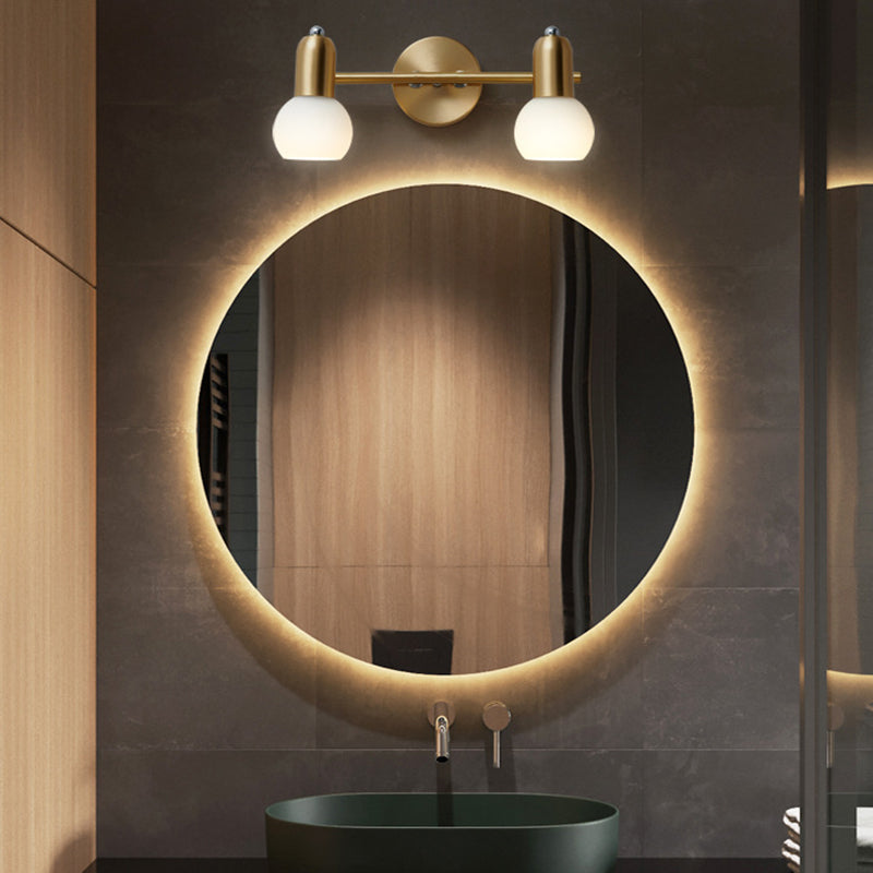 Nordic Luxury Metal Vanity Mirror Lights Down Lighting Bath Vanity Lighting in Glass Shade Clearhalo 'Vanity Lights' 'Wall Lights' Lighting' 2617046