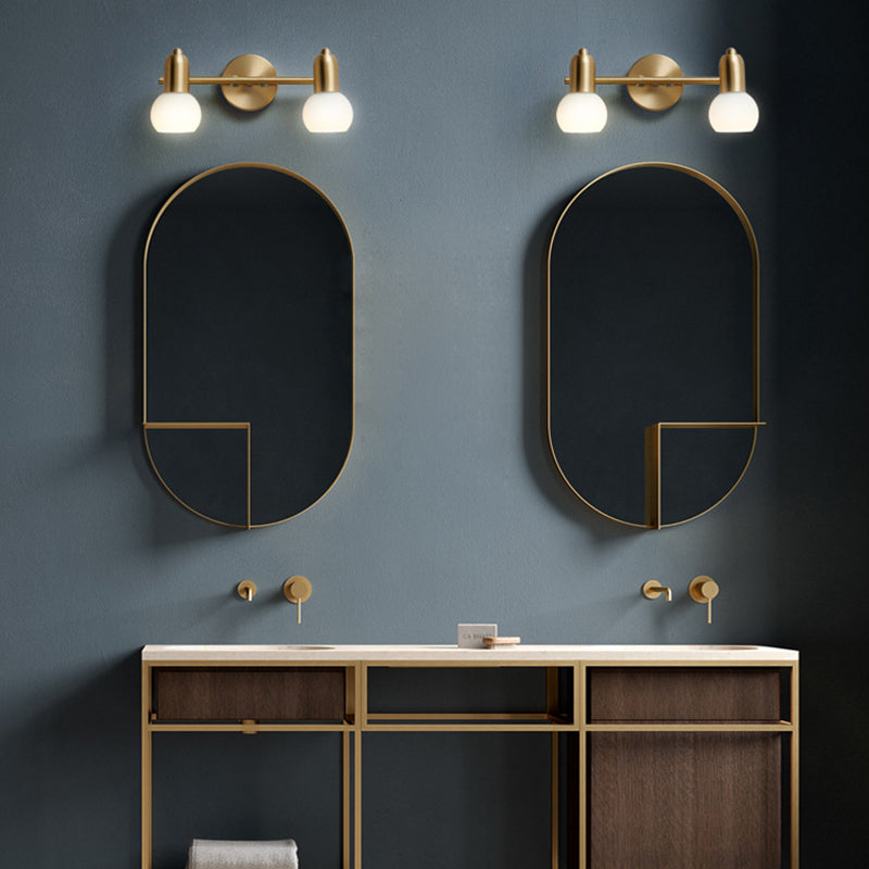 Nordic Luxury Metal Vanity Mirror Lights Down Lighting Bath Vanity Lighting in Glass Shade Clearhalo 'Vanity Lights' 'Wall Lights' Lighting' 2617048