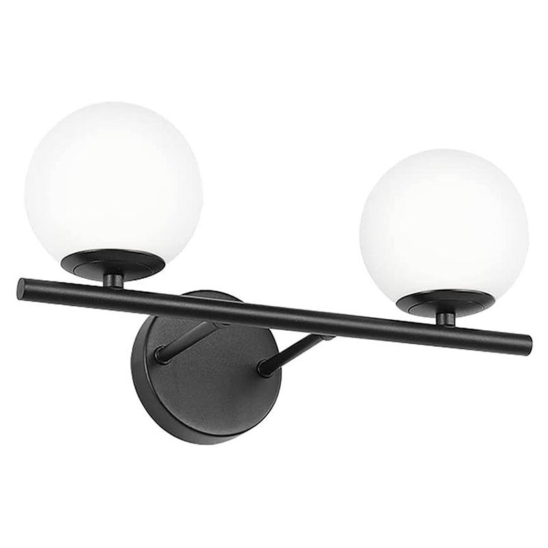 Frosted Glass Ball Vanity Lamps Bathroom Contemporary Style Metal Vanity Sconce Black Clearhalo 'Vanity Lights' 'Wall Lights' Lighting' 2617059