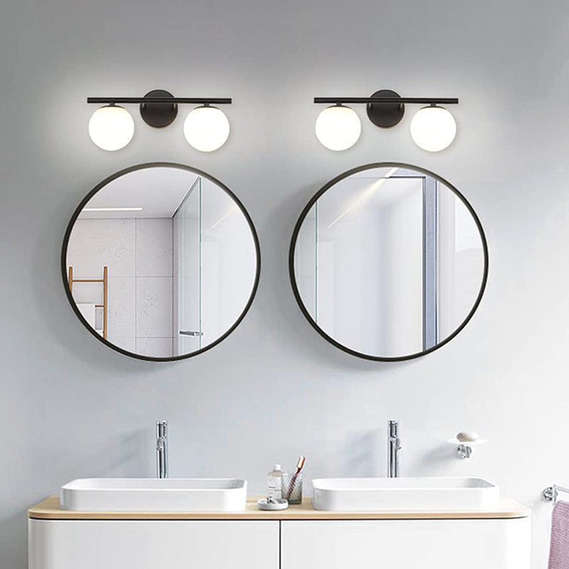 Frosted Glass Ball Vanity Lamps Bathroom Contemporary Style Metal Vanity Sconce Clearhalo 'Vanity Lights' 'Wall Lights' Lighting' 2617060