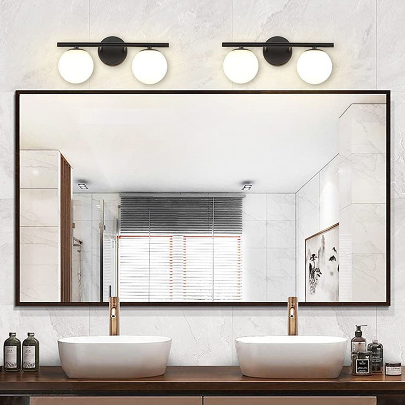 Frosted Glass Ball Vanity Lamps Bathroom Contemporary Style Metal Vanity Sconce Clearhalo 'Vanity Lights' 'Wall Lights' Lighting' 2617062