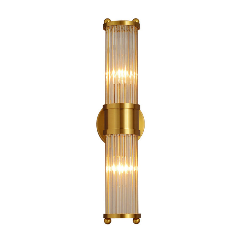 Indoor Lighting Wall Mount Lamp 2 Heads Crystal LED Bathroom Vanity Lights in Gold Finish Clearhalo 'Vanity Lights' 'Wall Lights' Lighting' 2617099