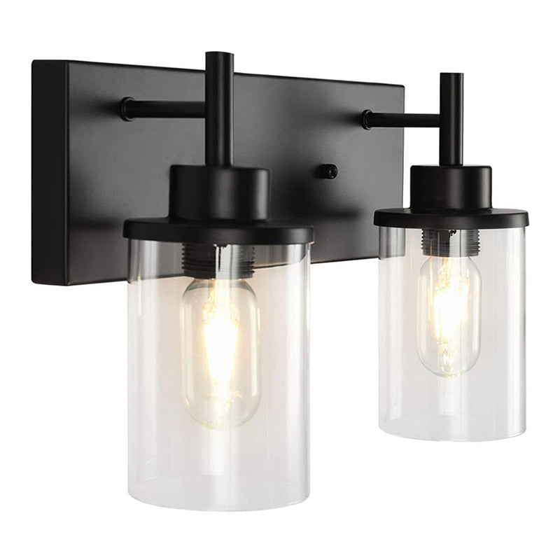 American Style Vanity Mirror Lights Metal Industrial Vanity Wall Light Fixtures for Bathroom 2.0 Black Clearhalo 'Vanity Lights' 'Wall Lights' Lighting' 2617120