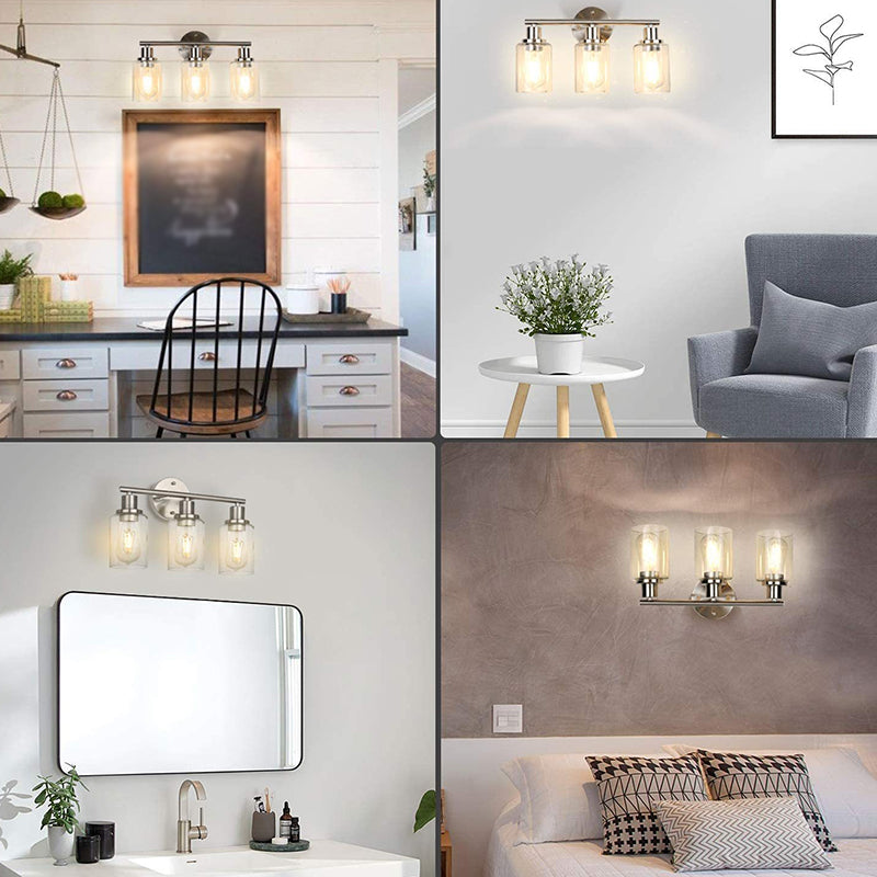 3 Lights Industrial Vanity Mirror Lights Up and Down Lighting Wall Light Sconce for Bathroom Clearhalo 'Vanity Lights' 'Wall Lights' Lighting' 2617155