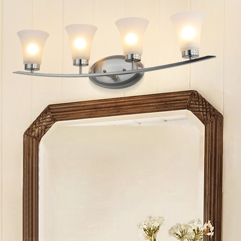 American Simplicity Wall Mounted Lights 4 Lights Opal White Glass Vanity Wall Sconce for Bathroom Clearhalo 'Vanity Lights' 'Wall Lights' Lighting' 2617219