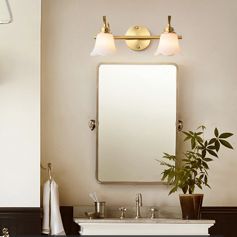 American Brass Indoor Wall Lighting Down Lighting Vanity Light above Mirror in Frosted Glass Clearhalo 'Vanity Lights' 'Wall Lights' Lighting' 2617238