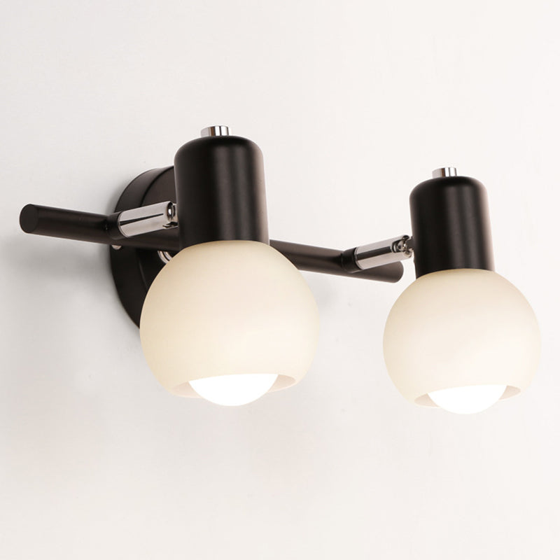 Bathroom Vanity Wall Lights Frosted Glass American Vanity Mirror Lights for Wash Basin 2.0 Black Clearhalo 'Vanity Lights' 'Wall Lights' Lighting' 2617244