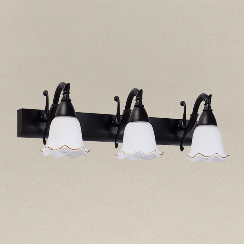 2 Lights Bathroom Light Fixture American Waterproof Light above Mirror in White Glass Shade Clearhalo 'Vanity Lights' 'Wall Lights' Lighting' 2617253