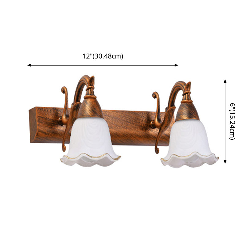 2 Lights Bathroom Light Fixture American Waterproof Light above Mirror in White Glass Shade Clearhalo 'Vanity Lights' 'Wall Lights' Lighting' 2617259