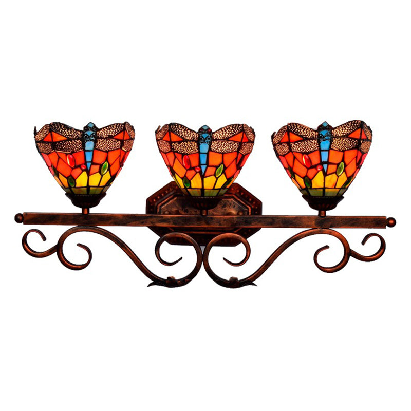 Vintage Colorful Dragonfly Vanity Light Fixtures Tiffany Style over Mirror Vanity Lights Clearhalo 'Vanity Lights' 'Wall Lights' Lighting' 2617329