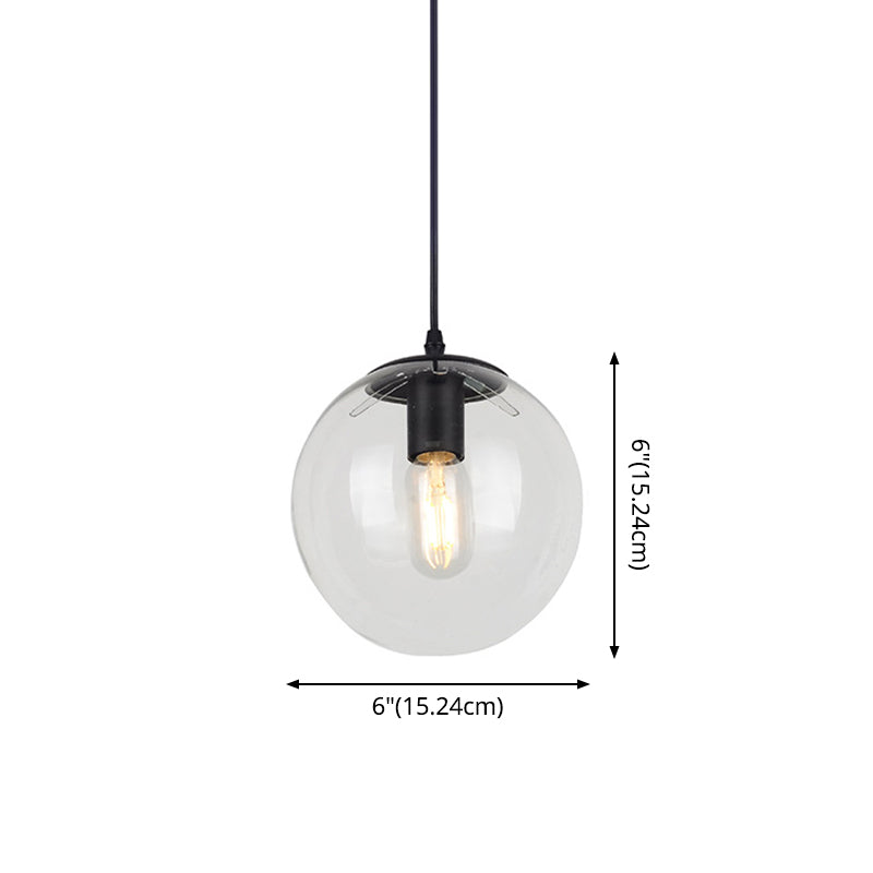 1 Light Globe Light Pendant Nordic Industrial Style Glass Hanging Lights for Restaurant Clearhalo 'Ceiling Lights' 'Pendant Lights' 'Pendants' Lighting' 2618325