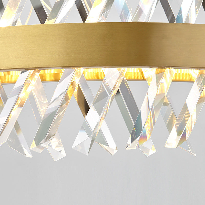 Simple Geometric Chandelier K9 Strip Crystal Dining Room LED Suspension Lighting in Rose Gold Clearhalo 'Ceiling Lights' 'Chandeliers' Lighting' 2618532