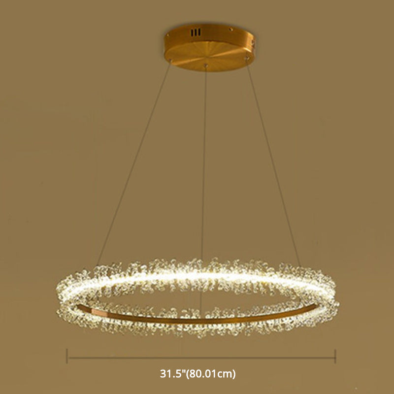 Simple Stylish Ring Pendant Chandelier Flower Crystal Living Room LED Hanging Light in Gold Clearhalo 'Ceiling Lights' 'Chandeliers' Lighting' 2618586