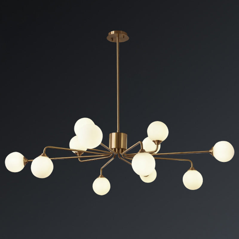 Modos Chandelier Lighting Fixture Simplicity White Glass Brass Finish Ceiling Light for Living Room 12 Brass Clearhalo 'Ceiling Lights' 'Chandeliers' Lighting' 2618871