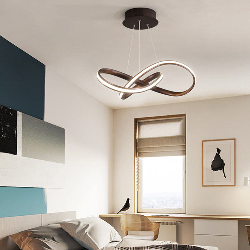 Twisted Strip LED Pendant Lamp Simplicity Metal Bedroom Chandelier in Coffee Clearhalo 'Ceiling Lights' 'Chandeliers' Lighting' 2618897