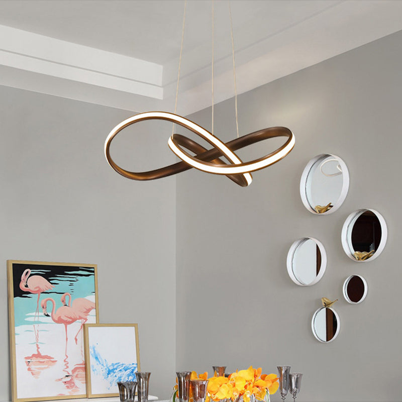 Twisted Strip LED Pendant Lamp Simplicity Metal Bedroom Chandelier in Coffee Clearhalo 'Ceiling Lights' 'Chandeliers' Lighting' 2618899