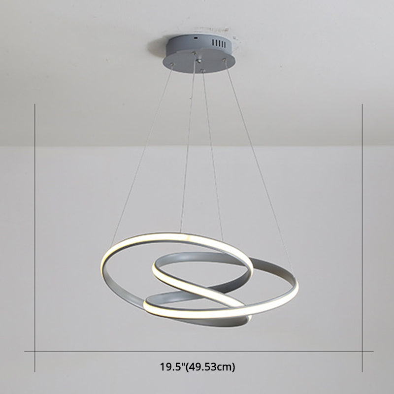 Grey Line Chandelier Lamp Simplicity Metal LED Strip Pendant Light for Dining Room Clearhalo 'Ceiling Lights' 'Chandeliers' Lighting' 2618929