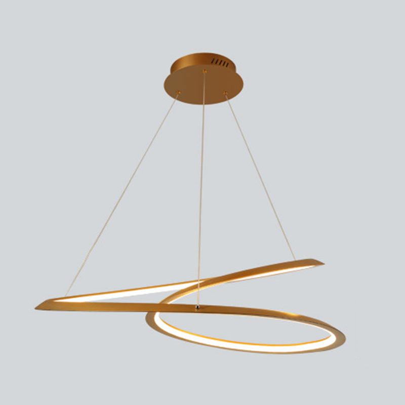 Seamless Curves Metal LED Chandelier Minimalism Suspension Light for Dining Room Gold Clearhalo 'Ceiling Lights' 'Chandeliers' Lighting' 2618938