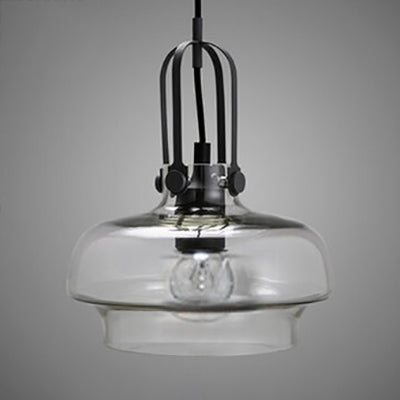 1 Light Pendant Lamp with Adjustable Cord Modern Grey/White/Clear Glass Hanging Light Fixture, 7