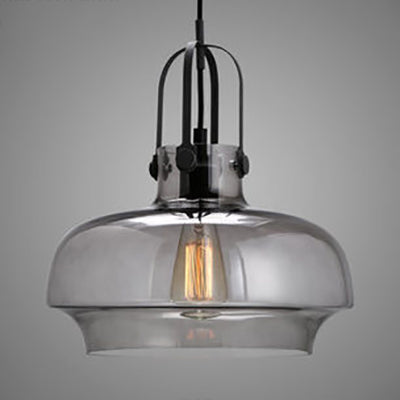 1 Light Pendant Lamp with Adjustable Cord Modern Grey/White/Clear Glass Hanging Light Fixture, 7