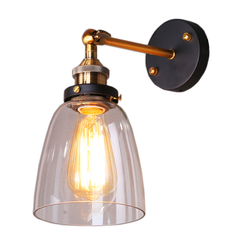 Oval Vanity Wall Light Fixtures Retro Industrial Style Glass Single Vanity Light Clearhalo 'Wall Lamps & Sconces' 'Wall Lights' Lighting' 2627468