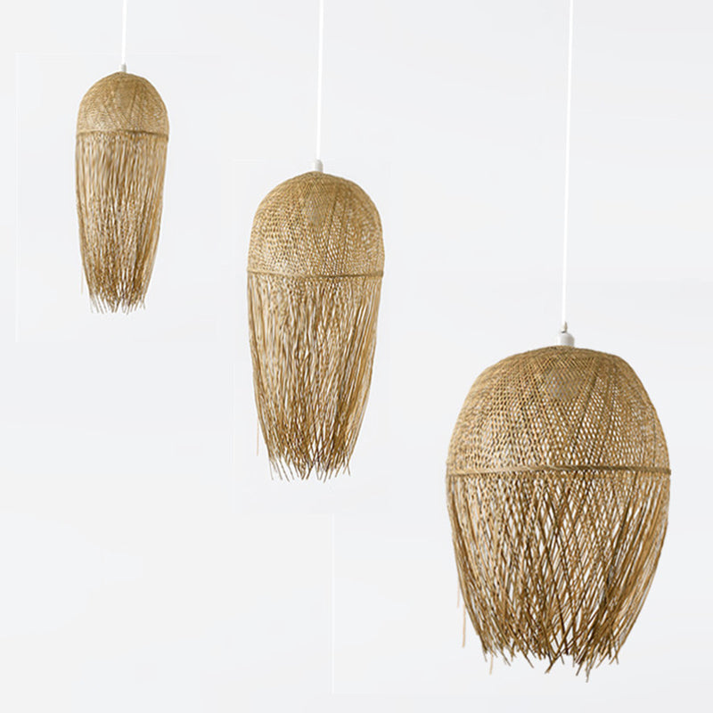 Beige Hand-Worked Pendant Chinese Style 1 Bulb Bamboo Hanging Light for Dining Table Clearhalo 'Ceiling Lights' 'Pendant Lights' 'Pendants' Lighting' options 2628998