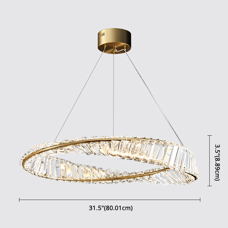 Circular Carousel LED Pendant Lamp Modern Minimalist Prismatic Crystal Living Room Hanging Ceiling Light Clearhalo 'Ceiling Lights' 'Pendant Lights' 'Pendants' Lighting' 2629039