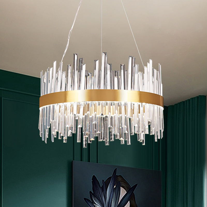 Gold Circular Hanging Ceiling Light Contemporary Crystal LED Suspended Light for Dining Room Clearhalo 'Ceiling Lights' 'Pendant Lights' 'Pendants' Lighting' 2629043