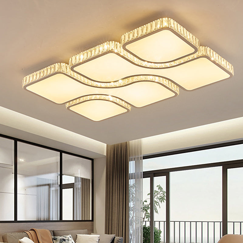 White Quadrangle Flush Light Contemporary LED Acrylic Flush Mount Light with Inlaid Crystal Clearhalo 'Ceiling Lights' 'Close To Ceiling Lights' 'Lighting' 2629462