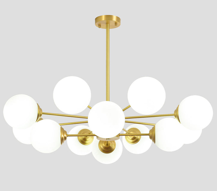 Post-Modern Metal Hanging Chandelier Light Opal Glass Shade Ceiling Chandelier in Gold for Living Room Clearhalo 'Ceiling Lights' 'Chandeliers' Lighting' 2629558