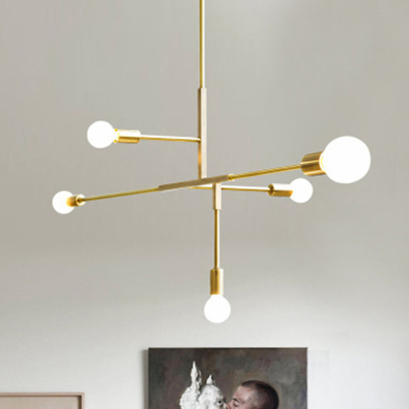 Modern Minimalist Linear Chandelier Light Fixture Molecular White Glass 5 Light Ceiling Chandelier Clearhalo 'Ceiling Lights' 'Chandeliers' Lighting' 2629573