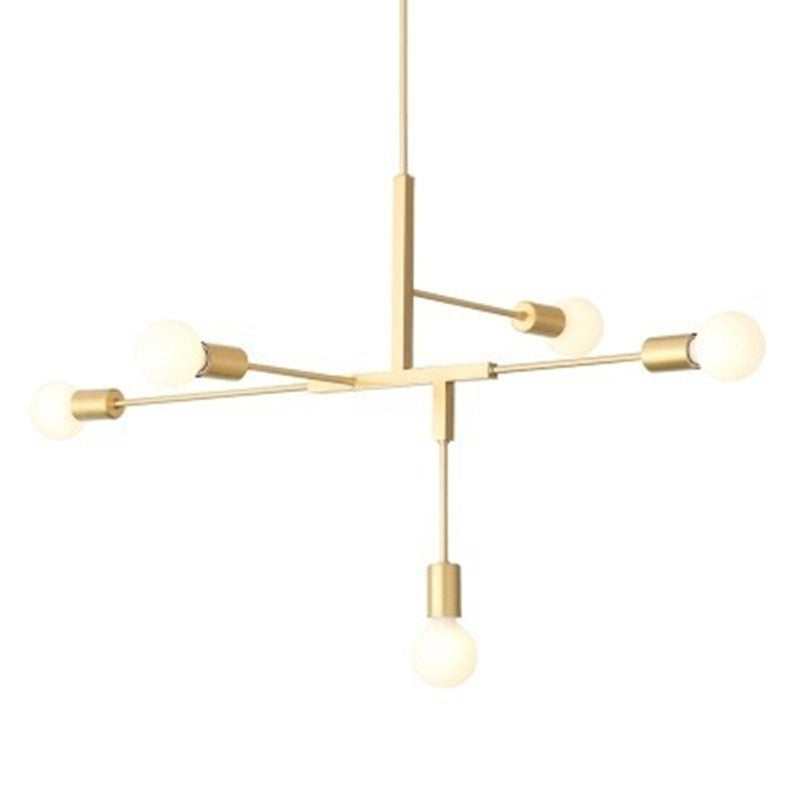 Modern Minimalist Linear Chandelier Light Fixture Molecular White Glass 5 Light Ceiling Chandelier Gold Clearhalo 'Ceiling Lights' 'Chandeliers' Lighting' 2629576