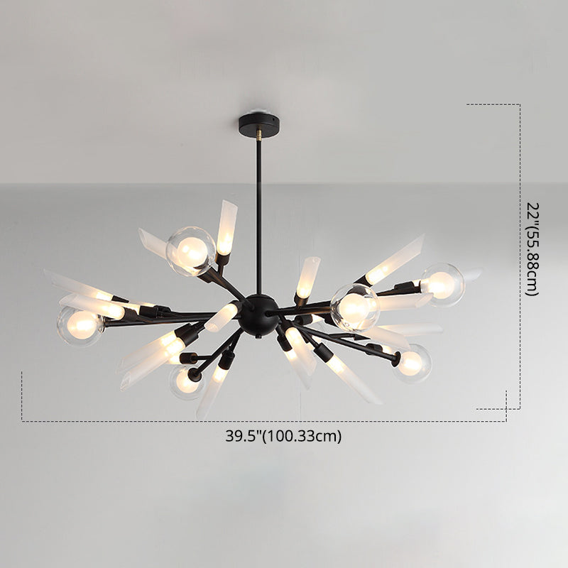 Post-Modern Metal Starburst Hanging Chandelier Light Glass Shade Ceiling Chandelier for Living Room Clearhalo 'Ceiling Lights' 'Chandeliers' Lighting' options 2629691