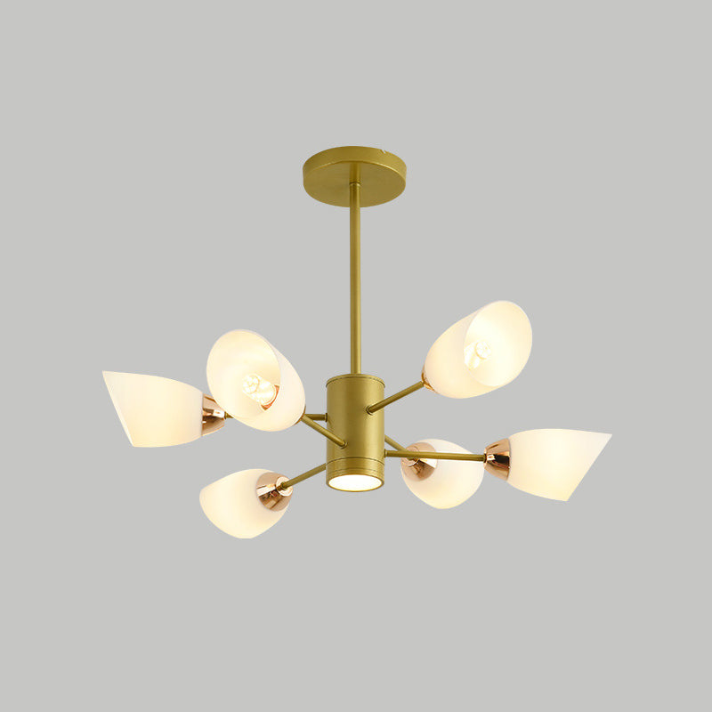 Modern Starburst Hanging Chandelier Light White Glass Shade Ceiling Chandelier for Living Room Clearhalo 'Ceiling Lights' 'Chandeliers' Lighting' options 2629728